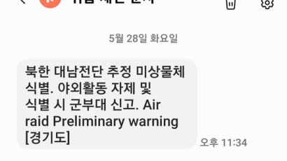 "전쟁 터진 줄 알았다"…한밤 'Air raid' 영어 재난문자 논란