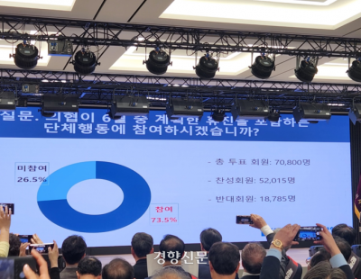 [속보]의협 6월 18일 총파업 결정, 투표한 의사 73.5% “단체행동 참여”