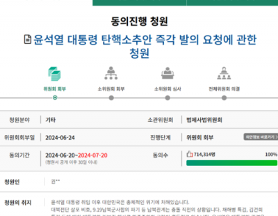 윤 대통령 탄핵 청원 70만명 돌파···커지는 탄핵 여론, 반전 카드 안 보인다