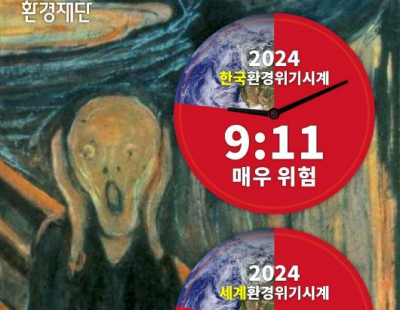 올해 한국의 환경위기시계 9시11분, 위험 수준···세계는 9시27분