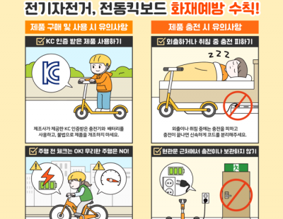 나들이철 전기자전거·전동킥보드 화재 주의보…비올 땐 타지 마세요